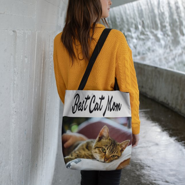 Best Cat Mom Photo Black  text   Tote Bag (Creator Uploaded)