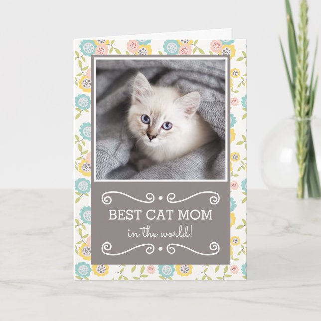 Best Cat Mom Photo Mother's Day Card (Front)