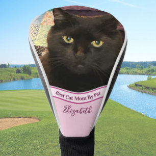 Best cat mom photo template golfer gift custom golf head cover