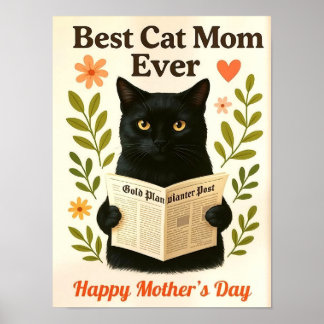 Best Cat Mom Print or Card, Cute Kitten Mum Poster