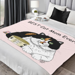 Best Cat Mom Spoiled Calico Mother’s Day Pink Fleece Blanket