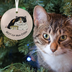 Best Cat Mom Spoiled Calico Mother’s Day Pink Glass Ornament