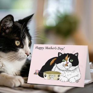 Best Cat Mom Spoiled Calico Mother’s Day Pink Holiday Card