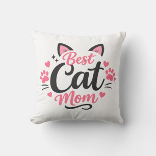 Best Cat Mom Throw Pillow