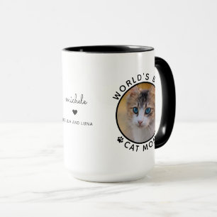Best Cat Mom Two Photo Modern Typography Mug