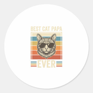 Best Cat Papa Ever Vintage Cat Shirt Design_1 Classic Round Sticker