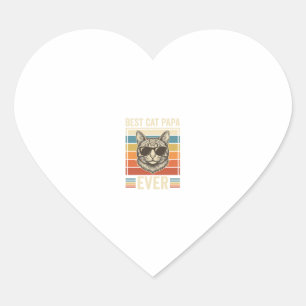 Best Cat Papa Ever Vintage Cat Shirt Design_1 Heart Sticker