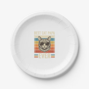 Best Cat Papa Ever Vintage Cat Shirt Design_1 Paper Plate