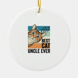 Best Cat Uncle Ever Vintage Cat Lover Design_1 Ceramic Ornament
