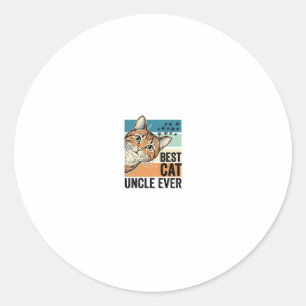 Best Cat Uncle Ever Vintage Cat Lover Design_1 Classic Round Sticker