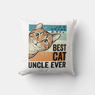 Best Cat Uncle Ever Vintage Cat Lover Design_1 Throw Pillow