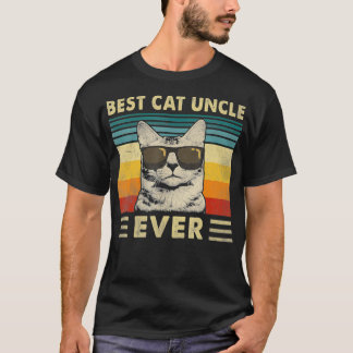 Best Cat Uncle Ever  Vintage Retro Cat Dad Day T-Shirt