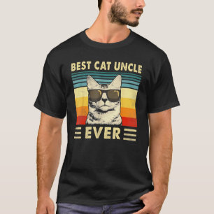 Best Cat Uncle Ever  Vintage Retro Cat Dad Father  T-Shirt