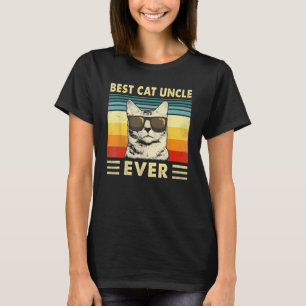 Best Cat Uncle Ever  Vintage Retro Cat Dad Father  T-Shirt