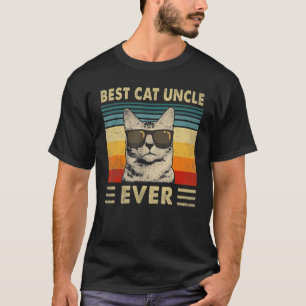 Best Cat Uncle Ever  Vintage Retro Cat Dad Father  T-Shirt