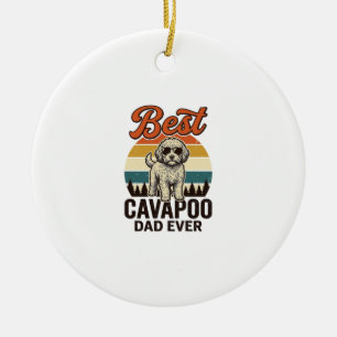Best Cavapoo Dad Ever Vintage Dog Shirt Design_1 Ceramic Ornament