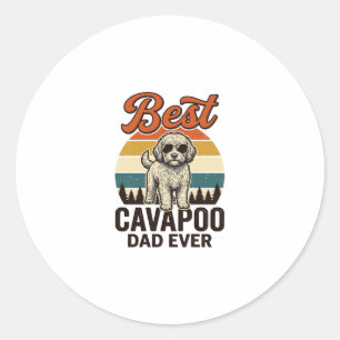 Best Cavapoo Dad Ever Vintage Dog Shirt Design_1 Classic Round Sticker