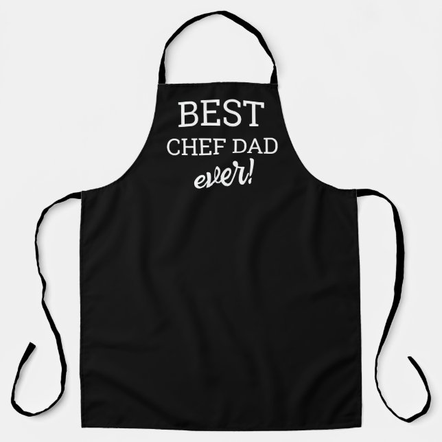 BEST Chef Dad Ever Black white customizable Apron (Front)