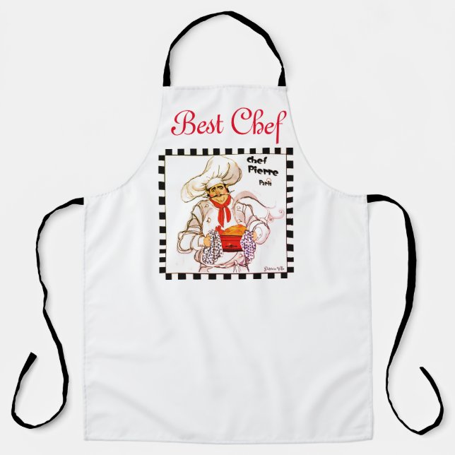 Best Chef Drawing of Fat French Chef Serving   Apron (Front)