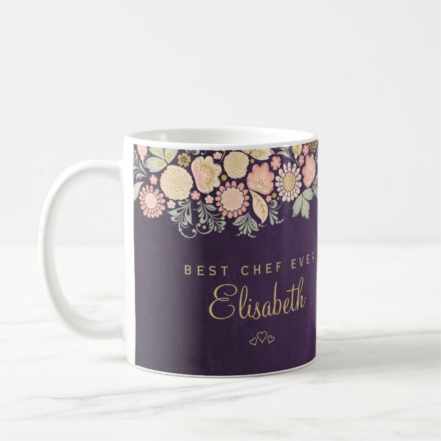 Best chef ever personalized name elegant rustic coffee mug (Left)