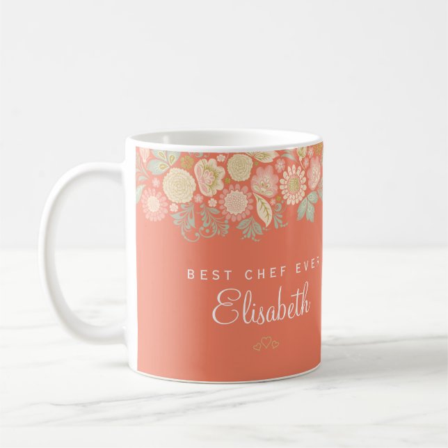 Best chef ever personalized name elegant rustic coffee mug (Left)