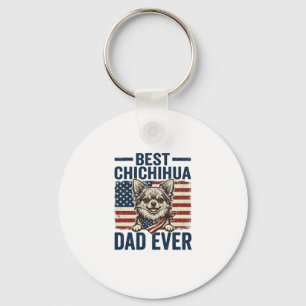 Best Chihuahua Dad Ever Patriotic Dog Shirt Design Keychain