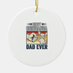 Best Chihuahua Dad Ever Vintage Dog Shirt Design_1 Ceramic Ornament