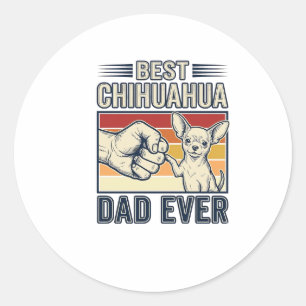Best Chihuahua Dad Ever Vintage Dog Shirt Design_1 Classic Round Sticker