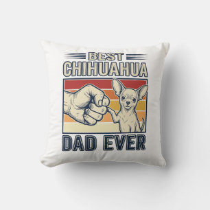 Best Chihuahua Dad Ever Vintage Dog Shirt Design_1 Throw Pillow