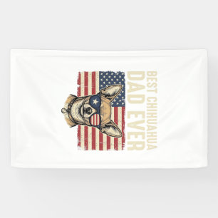 Best Chihuahua Dad Ever Vintage Patriotic Dog Desi Banner