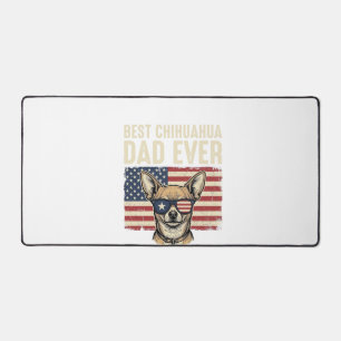 Best Chihuahua Dad Ever Vintage Patriotic Dog Desi Desk Mat