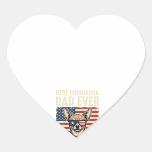 Best Chihuahua Dad Ever Vintage Patriotic Dog Desi Heart Sticker