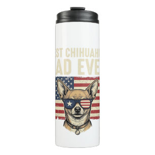 Best Chihuahua Dad Ever Vintage Patriotic Dog Desi Thermal Tumbler