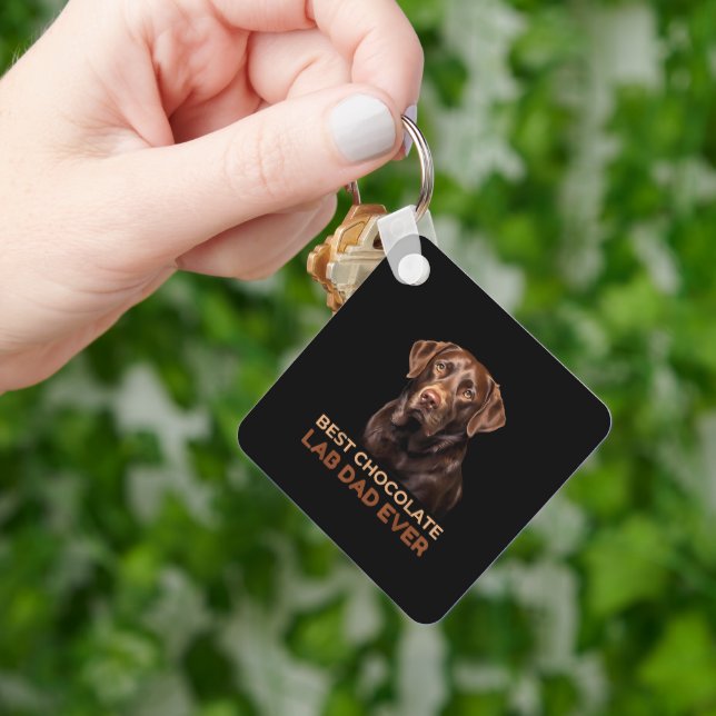 Best Chocolate Lab Dad Ever Labrador Dog Lover Keychain (Hand)