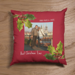 Best Christmas Ever Couple Photo Throw Pillow