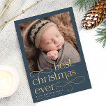 Best Christmas Ever Holiday Birth Announcement<br><div class="desc">Share the news of your holiday season baby with these elegant and festive engagement announcement cards featuring a square photo with "best Christmas ever" overlaid in gold foil lettering. Personalize with your little one's name and birth stats,  and add an additional photo to the back.</div>