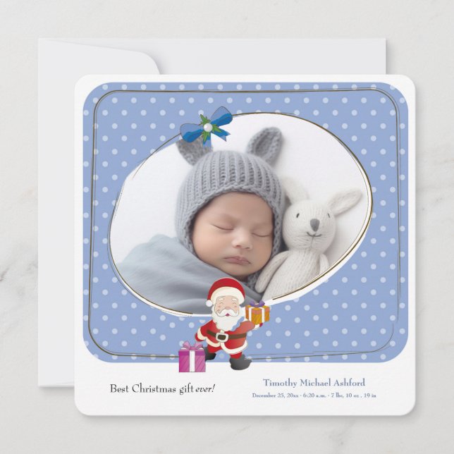 Best Christmas Gift Ever Photo Birth Announcement  (Front)