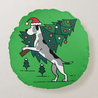 Best Christmas helper: Your Great Dane Round Pillow