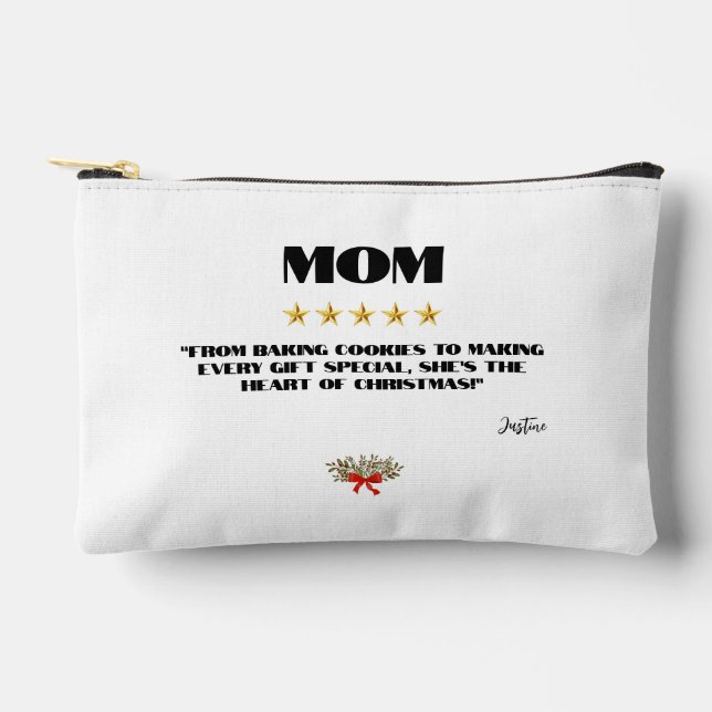 Best Christmas Mom 5-Star Review Design Editable Accessory Pouch (Front)
