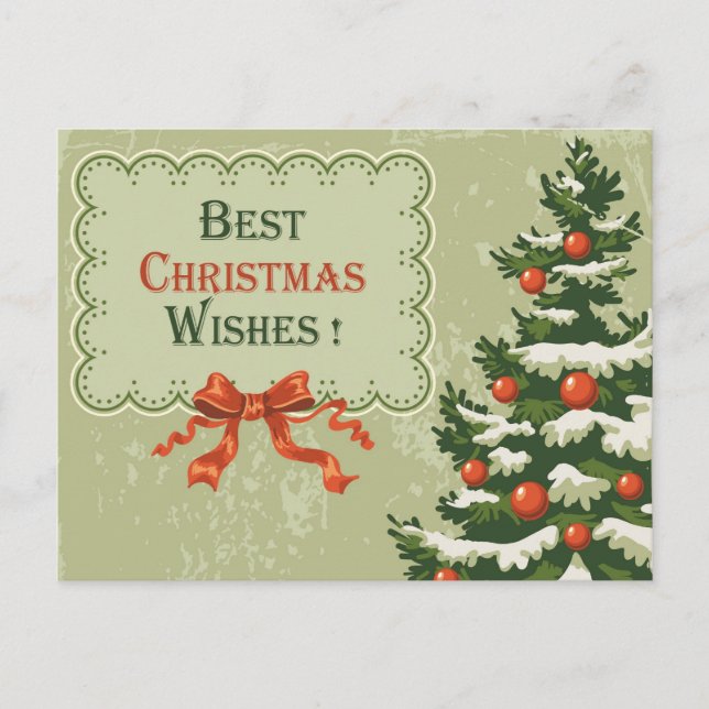 Best Christmas Wishes Holiday Postcard (Front)