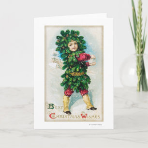 Best Christmas Wishes Man in Evergreen Coat Holiday Card