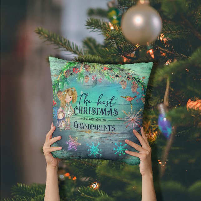 Best Christmas with Grandparents  Throw Pillow (Best Christmas with Grandparents Throw Pillow front)