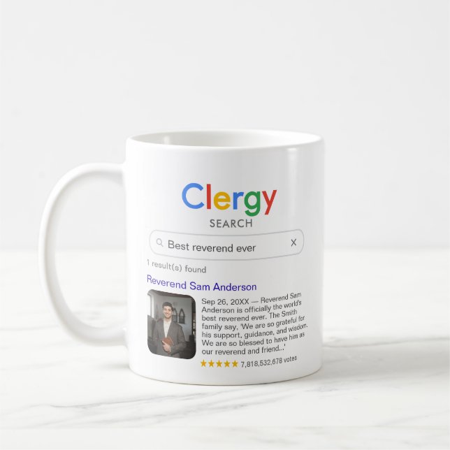 Best Clergy Ever Search Result Photo & Message Coffee Mug (Left)