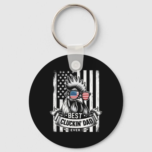 Best Cluckin' Dad Ever Chicken Lover Graphic  Keychain (Front)