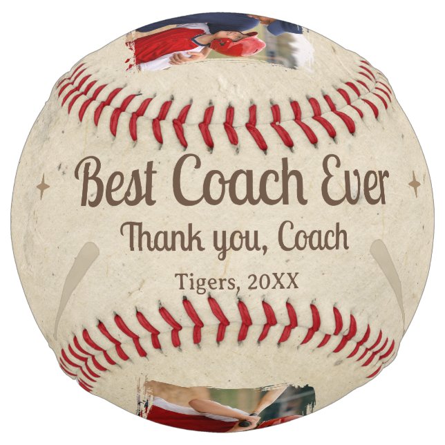 Best Coach Ever 2 Photo Coach Gift Keepsake Softball (Front)