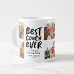 Best coach ever 7 photo collage team gift large coffee mug<br><div class="desc">With spots for 7 photos,  this collage mug makes a great gift for the best coach ever. Celebrate a successful season and thank your coach with this personalized mug featuring black and white type in a modern brush lettering along with room for a name,  team,  record or other text.</div>