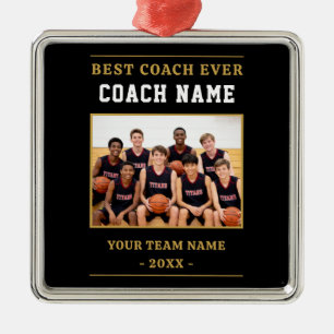 Best Coach Ever Basketball Photo Metal Ornament
