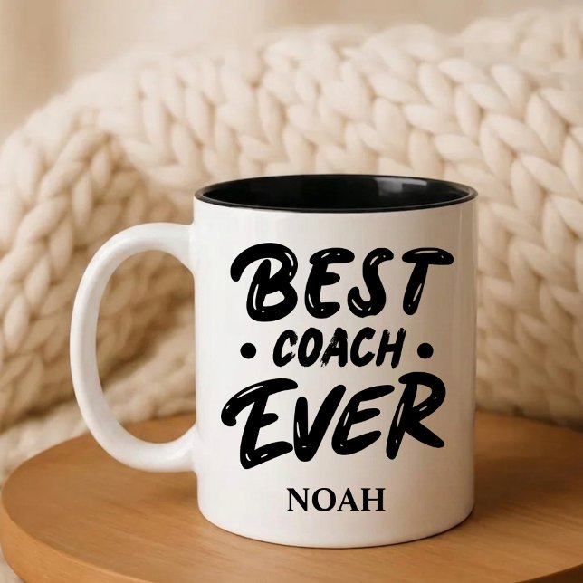 Best Coach Ever – Custom Name Gift   Two-Tone Coffee Mug (Creator Uploaded)