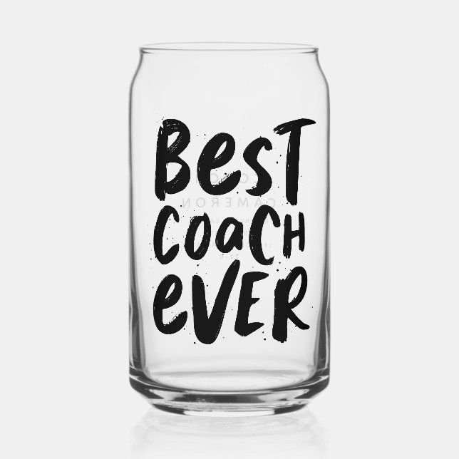 Best coach ever fun black personalized sports gift can glass (Front)