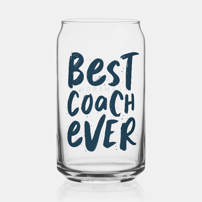 Best coach ever fun navy personalized sports gift can glass (Front)